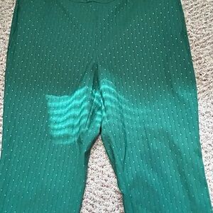 Kim Rogers Emerald Green Ankle Pants with Subtle Dot Texture